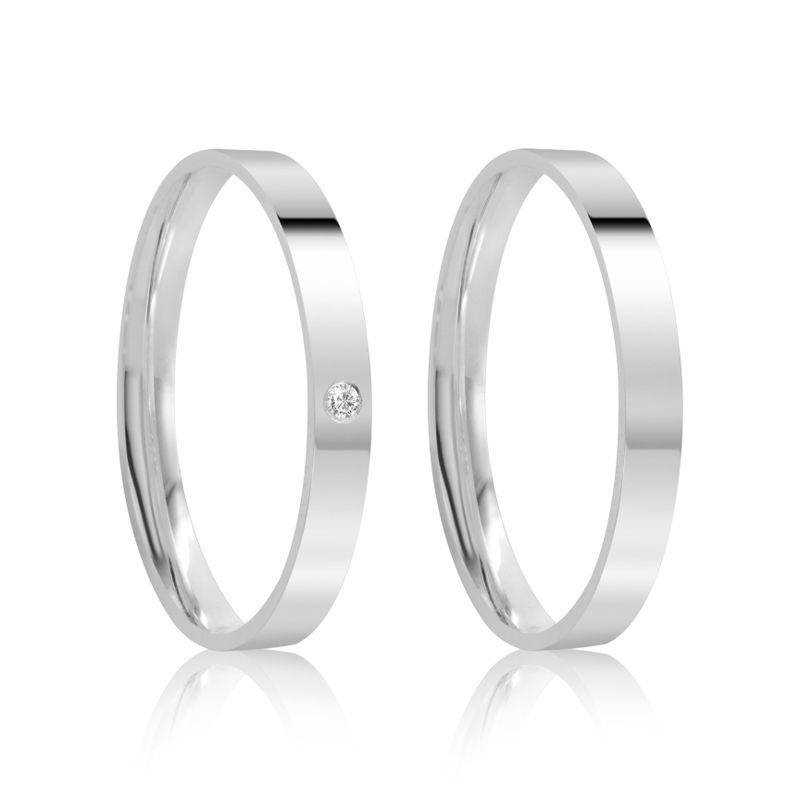 Par Aliança Prata Reta Semi Anatômica 2,5mm 801924/801925