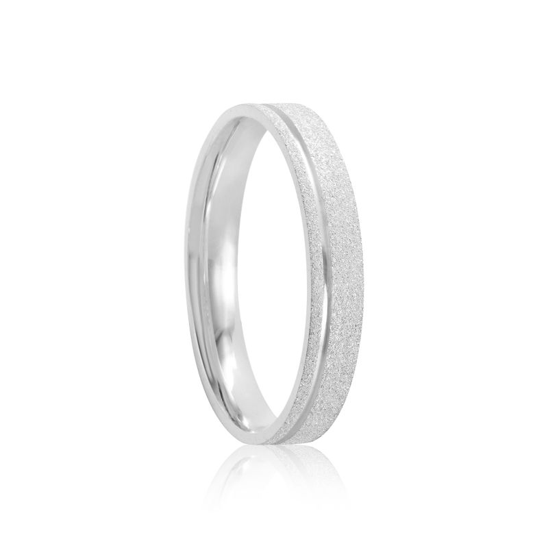 Par Aliança Prata Reta Semi Anatômica  Friso 3mm 801927/801928