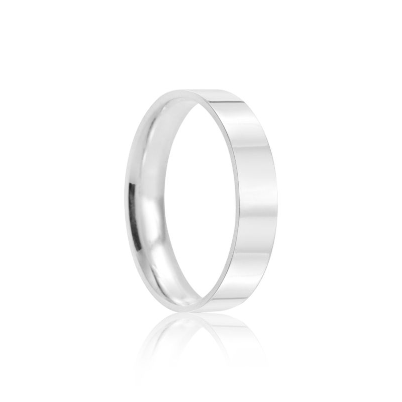 Par Aliança Prata Reta Semi Anatômica 4mm 801300/801299
