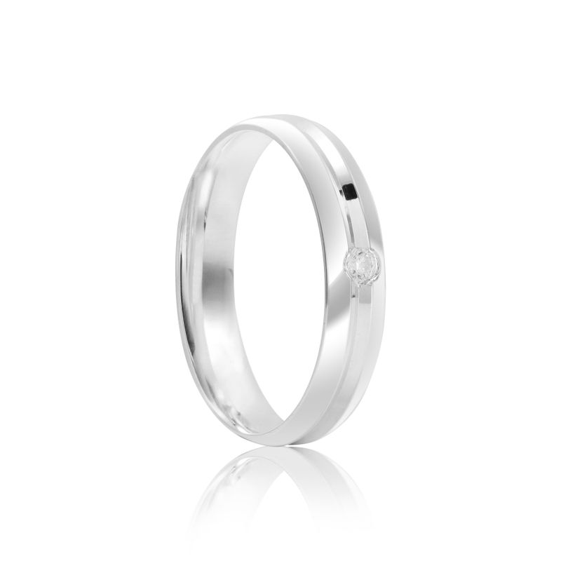 Par Aliança Prata Abaulada Semi Anatômica  Friso  4mm  800272/800273
