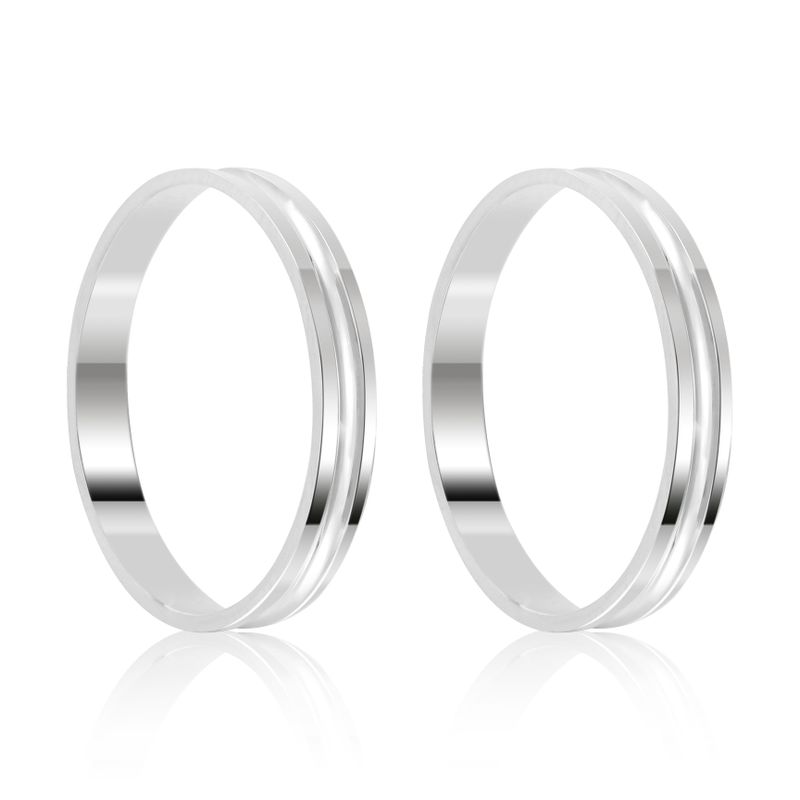 Par Aliança Prata Côncava  Friso 3mm  800389