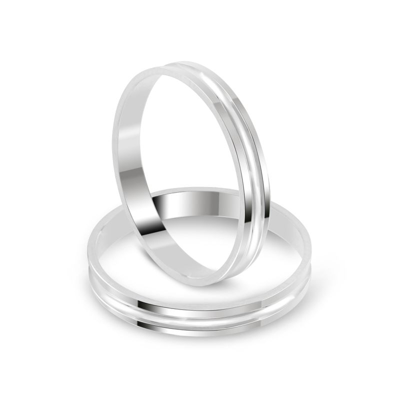Par Aliança Prata Côncava  Friso 3mm  800389