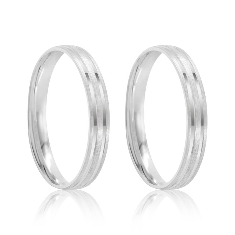 Par Aliança Prata Reta Semi Anatômica  Friso 3mm 801920