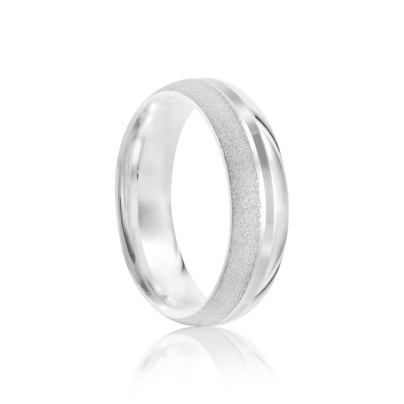 Par Aliança Prata Abaulada Semi Anatômica  Friso 5mm 800451/800355
