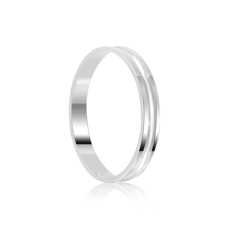Par Aliança Prata Côncava  Friso 3mm  800389