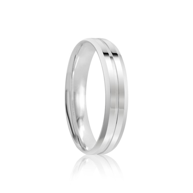 Par Aliança Prata Reta Semi Anatômica  Friso 4,5mm  801878/801879
