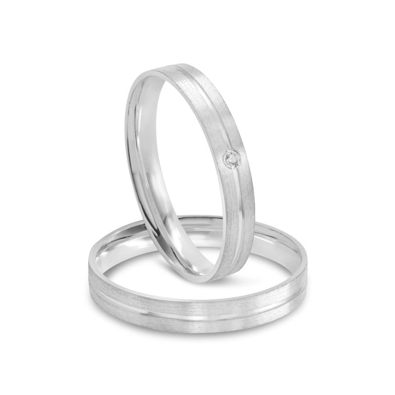 Par Aliança Prata Reta Semi Anatômica  Friso 3mm 801902/801903