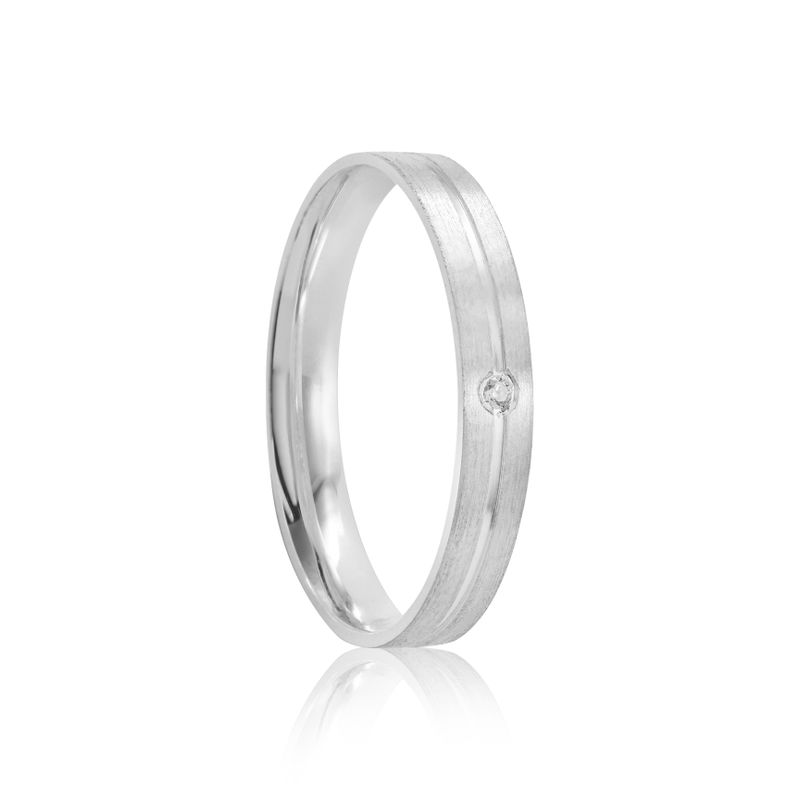 Par Aliança Prata Reta Semi Anatômica  Friso 3mm 801902/801903