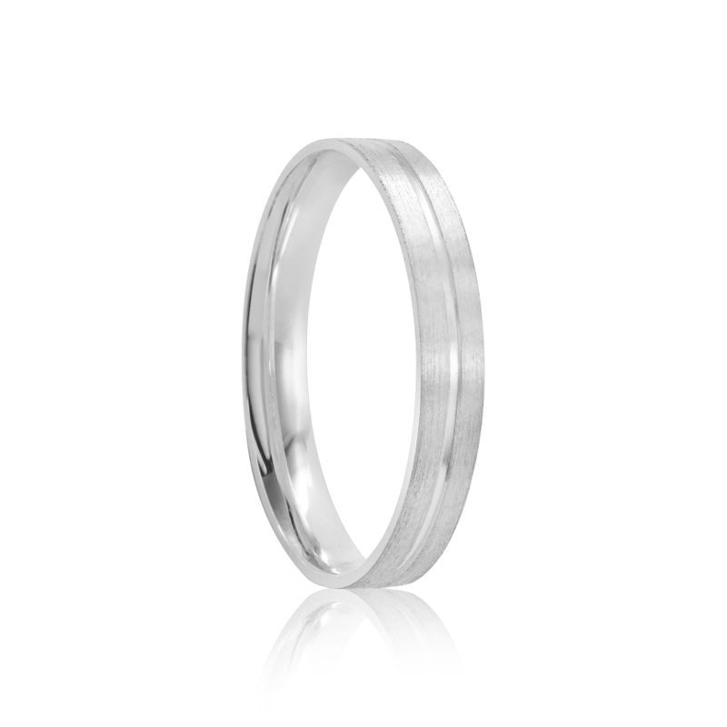 Par Aliança Prata Reta Semi Anatômica  Friso 3mm 801902/801903