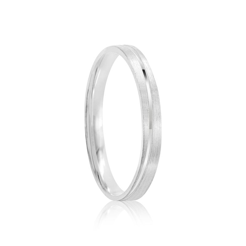 Par Aliança Prata Reta Semi Anatômica  Friso 2,5mm  801926