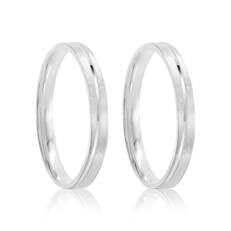 Par Aliança Prata Reta Semi Anatômica  Friso 2,5mm  801926