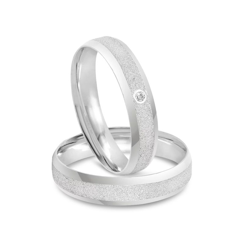 Par Aliança Prata Reta Semi Anatômica 4mm 801858/801859