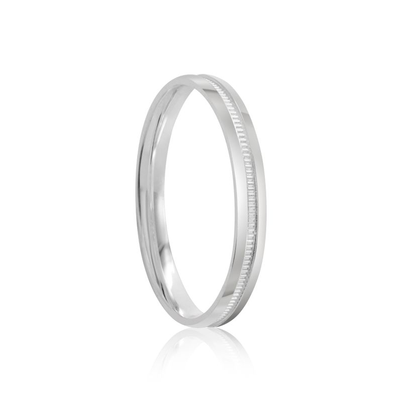 Par Aliança Prata Abaulada Semi Anatômica  Friso 3mm 801862