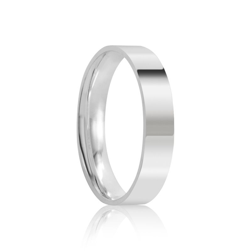 Par Aliança Prata Reta Semi Anatômica 4mm 801894/801895