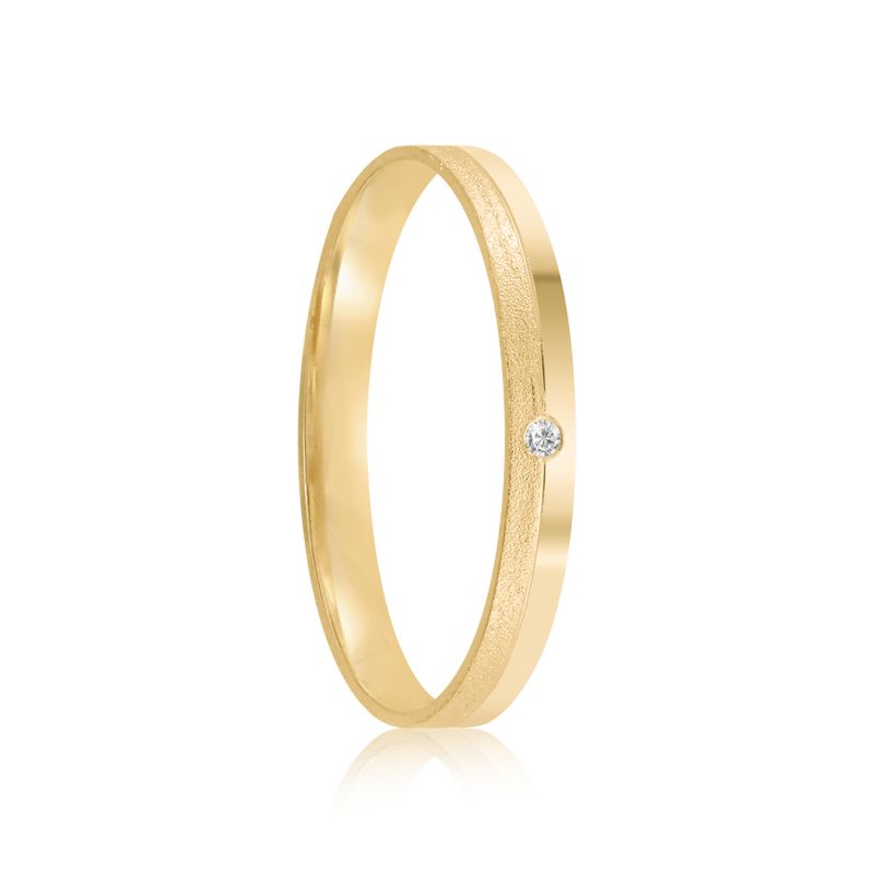 Par Aliança Ouro 18k Reta 2,3mm Diamante 1pts (802028/2029)