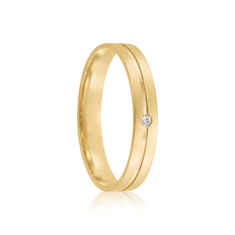 Par Aliança Ouro 18k Reta 3,2mm Diamante 1pts (802052/2053)