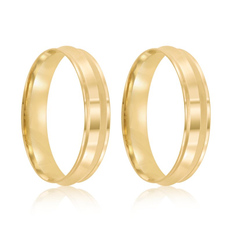Par Aliança Ouro 18k Ondulada 4mm (801994)