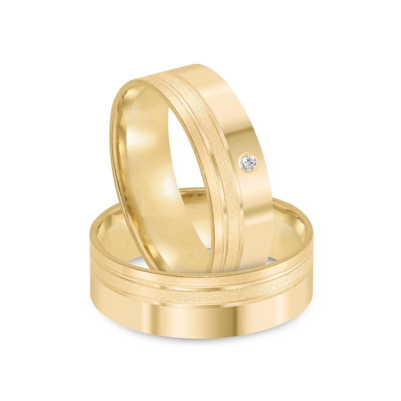 Par Aliança Ouro 18k Reta 6mm Diamante 1,5pts (801963/1964)