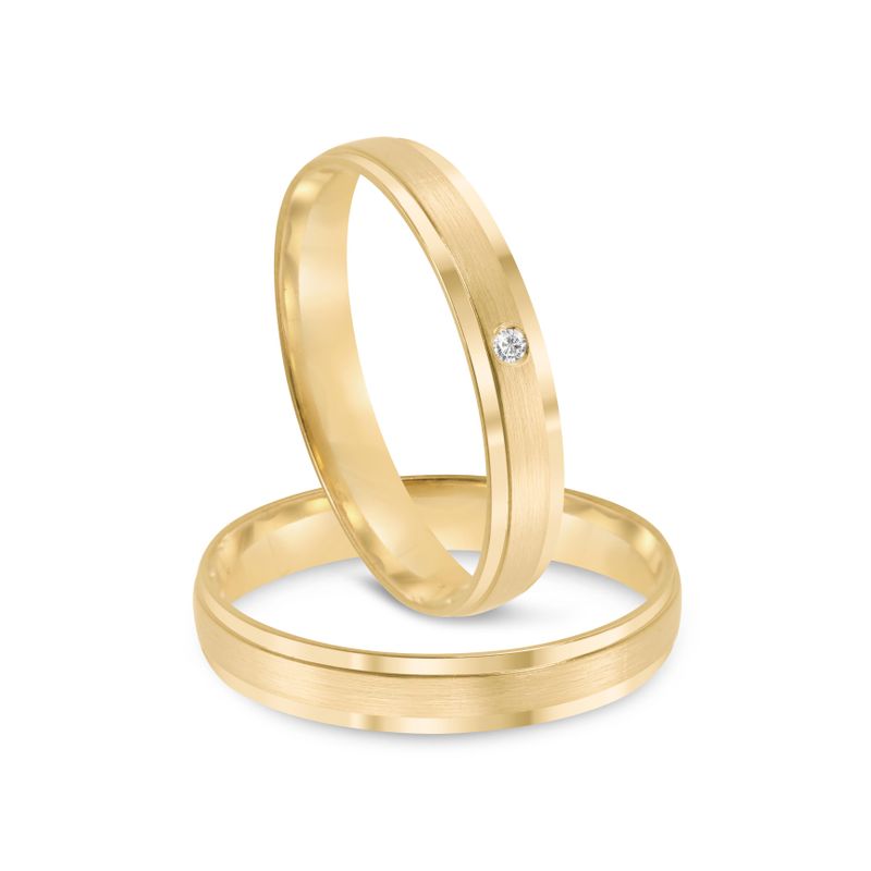 Par Aliança Ouro 18k Reta 3,2mm Diamante 1pts (802054/2055)