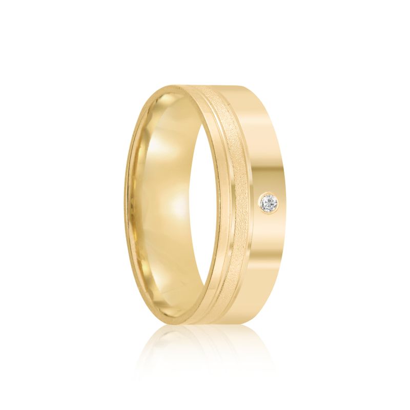Par Aliança Ouro 18k Reta 6mm Diamante 1,5pts (801963/1964)