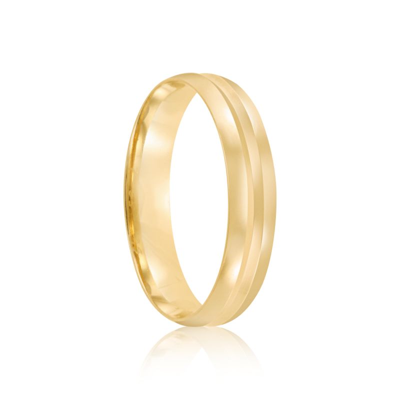 Par Aliança Ouro 18k Abaulada 4mm Diamante 2pts (801992/1993)