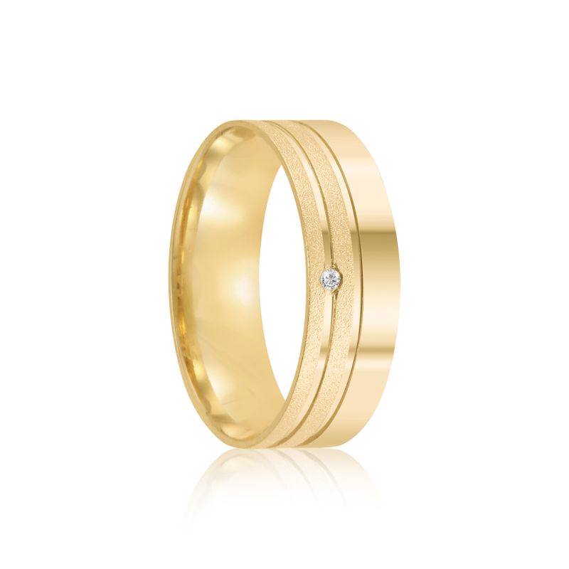 Par Aliança Ouro 18k Reta 6mm Diamante 1pts (802020/2021)