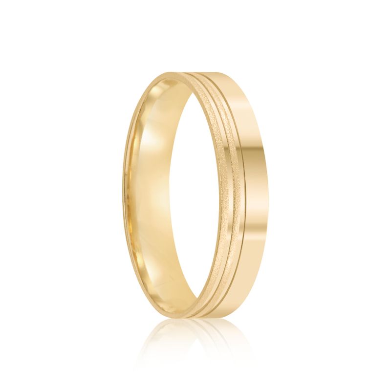 Par Aliança Ouro 18k Reta 4mm Diamante 1pts (802030/2031)