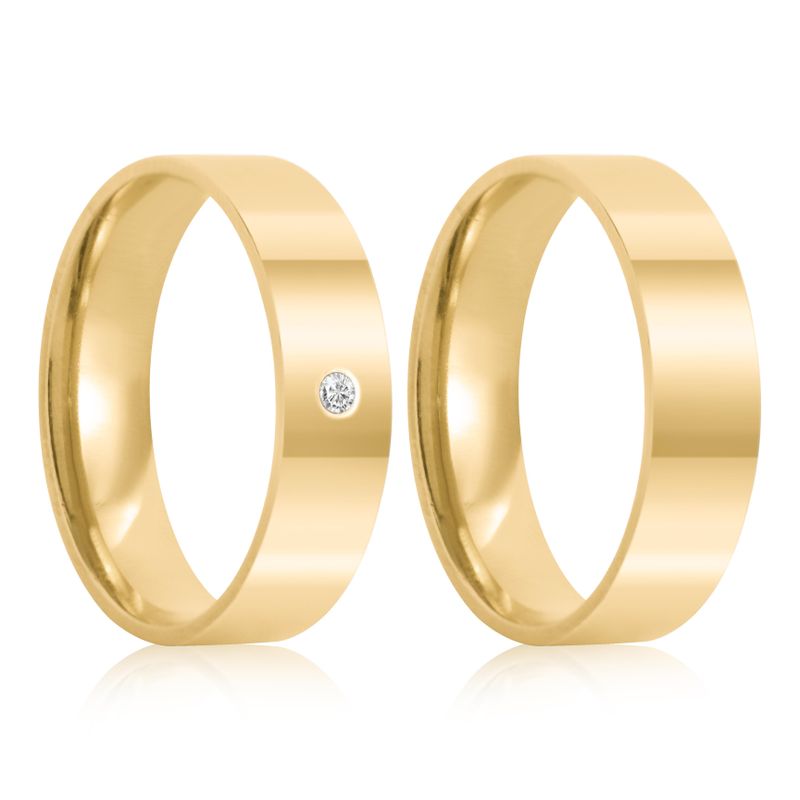 Par Aliança Ouro 18k Reta 5mm Anatômica (800886/887)