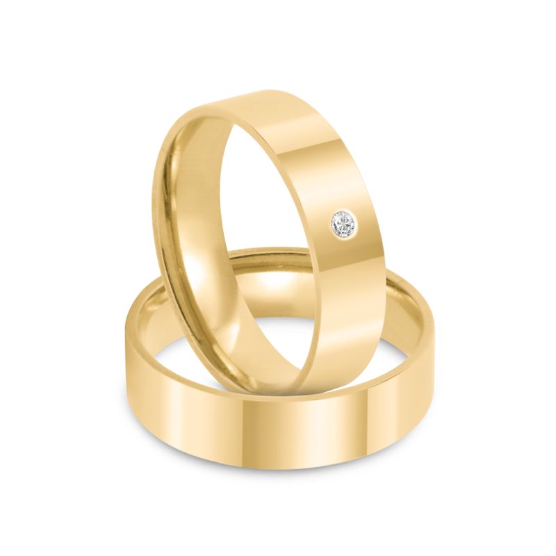 Par Aliança Ouro 18k Reta 5mm Anatômica (800886/887)