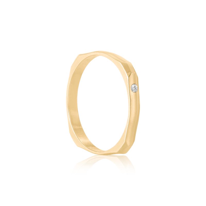 Par Aliança Ouro 18k Quadrada 2,4mm Diamante 1,5pts (801354/1353)