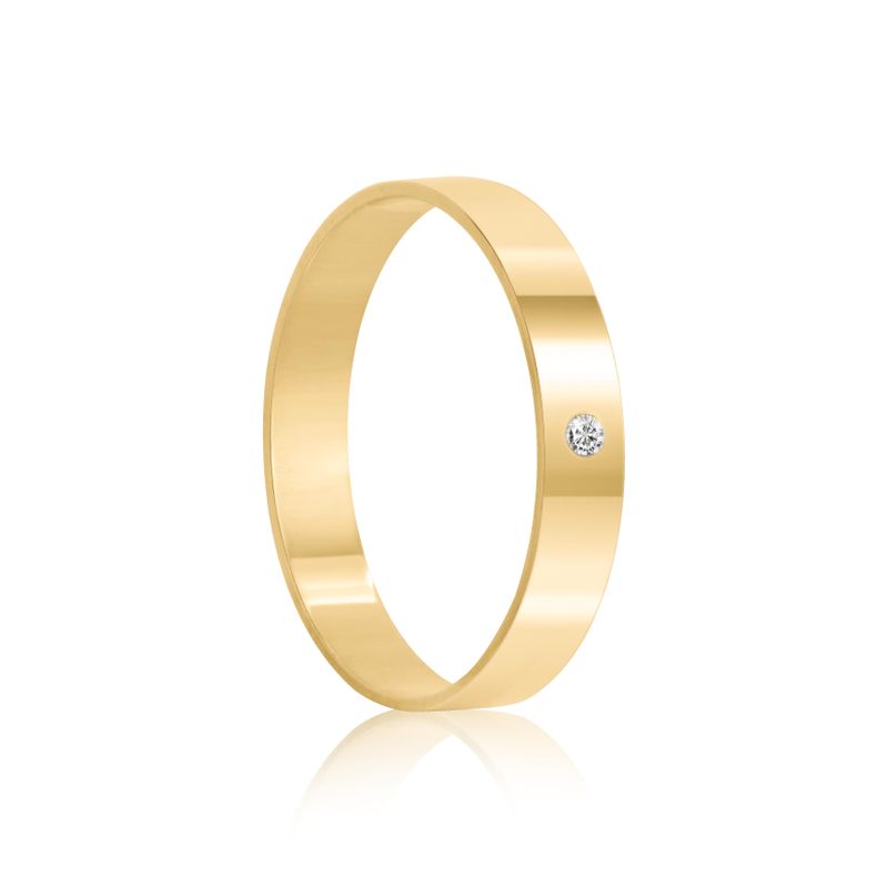 Par Aliança Ouro 18k Reta 3,5mm Anatômica  Diamante 1pts (800882/883)