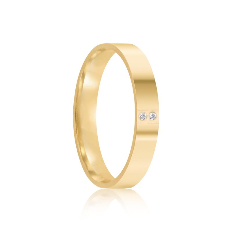 Par Aliança Ouro 18k Reta 3,2mm Diamantes (801999/2000)