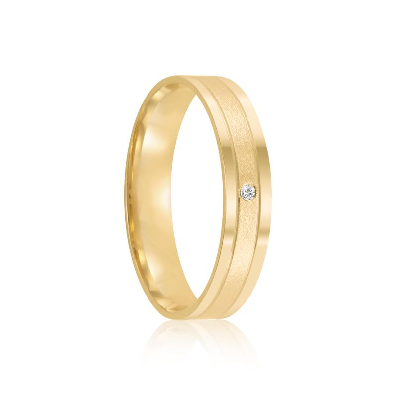 Par Aliança Ouro 18k Reta 4mm Diamante 1pts (802016/2017)