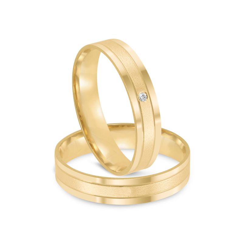 Par Aliança Ouro 18k Reta 4mm Diamante 1pts (802016/2017)