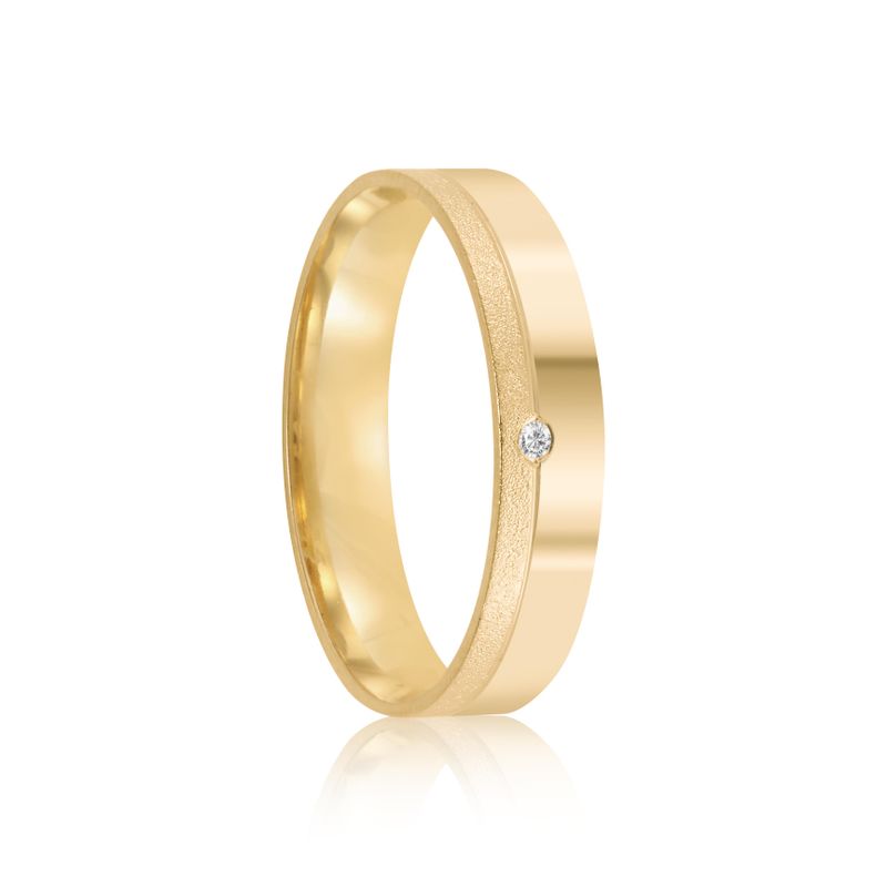 Par Aliança Ouro 18k Reta 4mm Diamante 1pts (802026/2027)