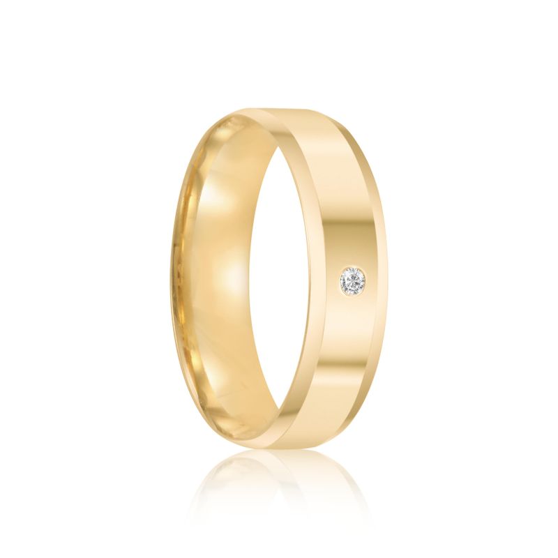 Par Aliança Ouro 18k Reta 5,5mm Diamante 1,5pts (801956/1957)