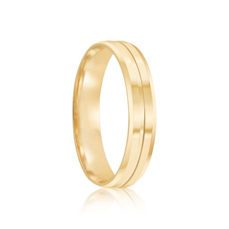 Par Aliança Ouro 18k Reta 4mm Diamante 0,5pt (801938/1939)