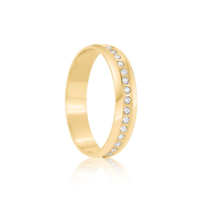 Par Aliança Ouro 18k Côncava 4mm Diamantes (801405/1404)