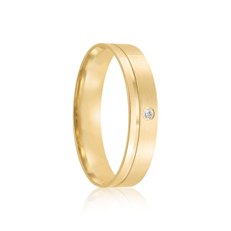 Par Aliança Ouro 18k Reta 4mm Diamante 1pts (802049/2048)