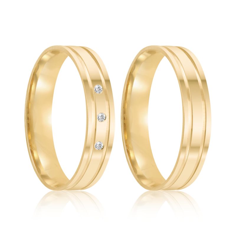 Par Aliança Ouro 18k Reta 4mm (801985)