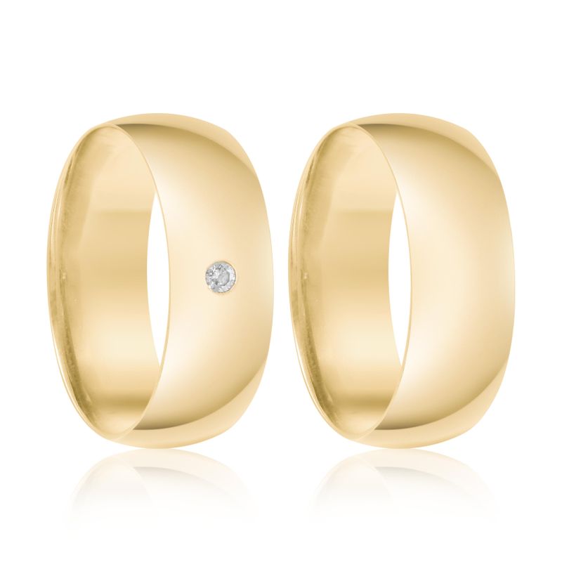 Par Aliança Ouro 18k Abaulada 7mm Semi Anatômica (801833)