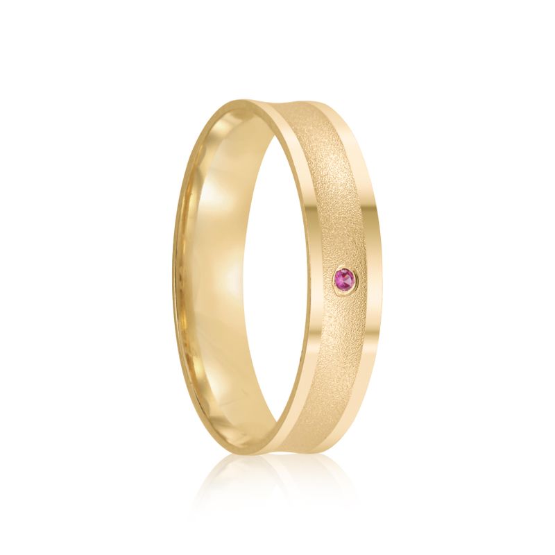 Par Aliança Ouro 18k Côncava 4mm Rubi de 1pts (802033/032)