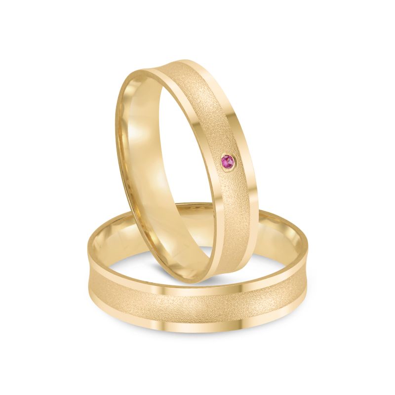 Par Aliança Ouro 18k Côncava 4mm Rubi de 1pts (802033/032)