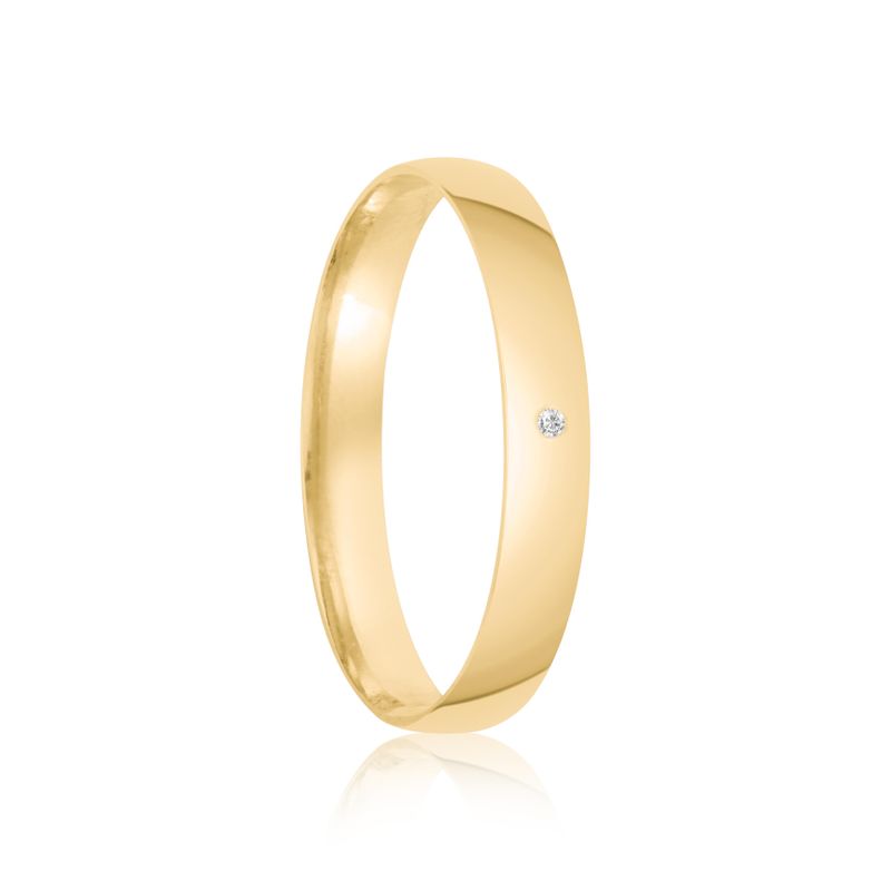 Par Aliança Ouro 18k Abaulado 3,2mm Diamante 0,5pts (801818/1819)