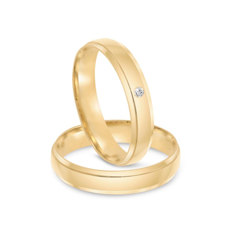 Par Aliança Ouro 18k 4mm Diamante 1,5pts (801968/1969)