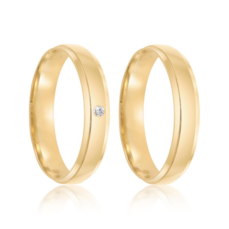 Par Aliança Ouro 18k 4mm Diamante 1,5pts (801968/1969)