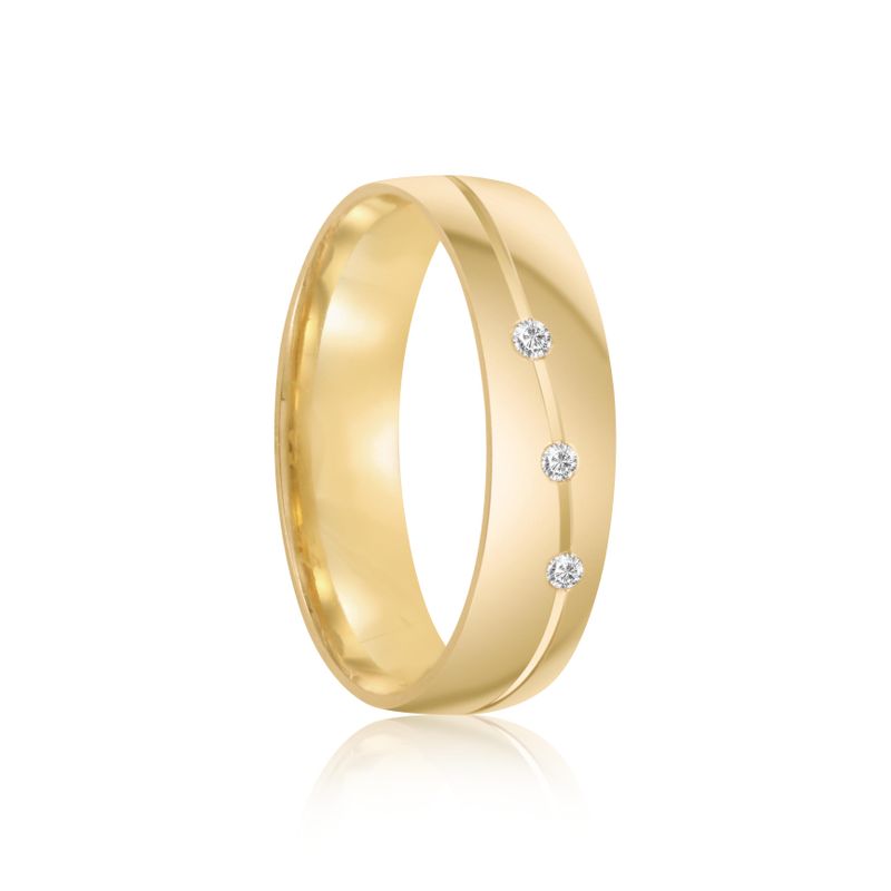 Par Aliança Ouro 18k Abaulada 5mm Diamantes (801970/1971)