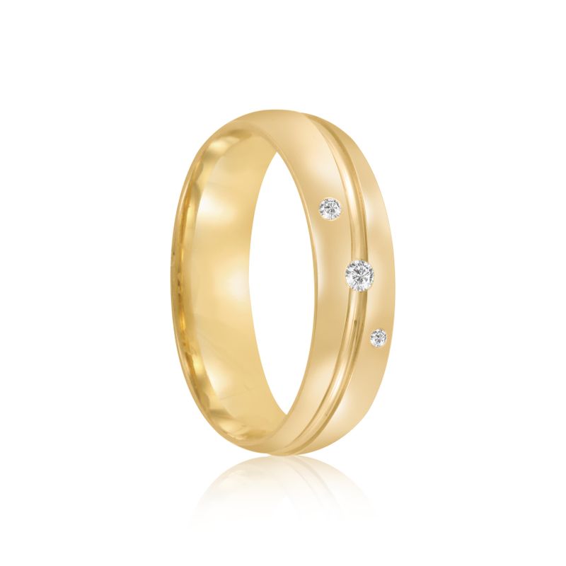Par Aliança Ouro 18k Abaulada 5mm  Diamantes (801952/1953)