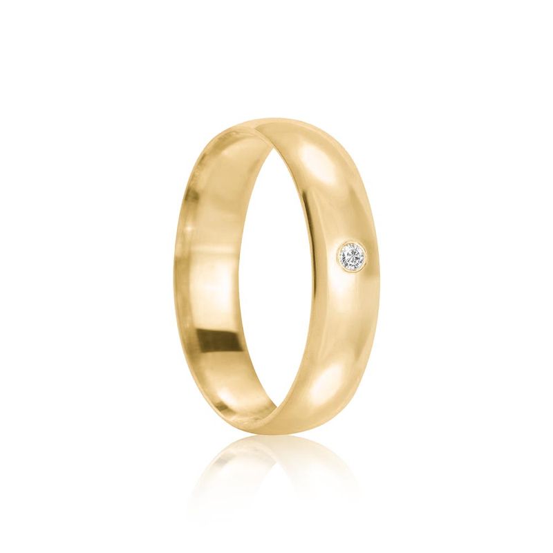 Par Aliança Ouro 18k Abaulada 5mm Diamante 2pts (801827/1826)