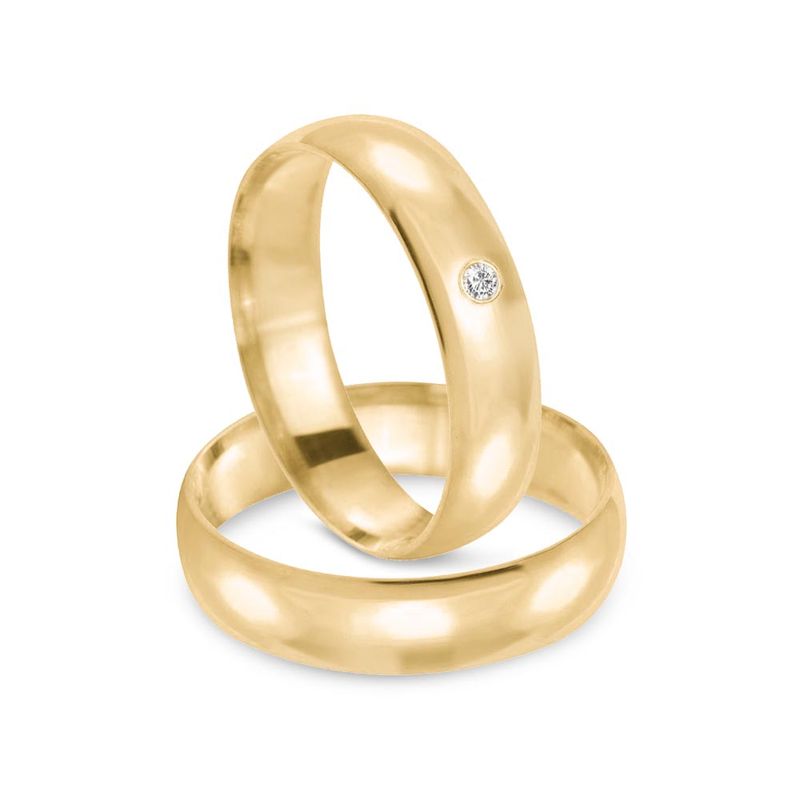 Par Aliança Ouro 18k Abaulada 5mm Diamante 2pts (801827/1826)